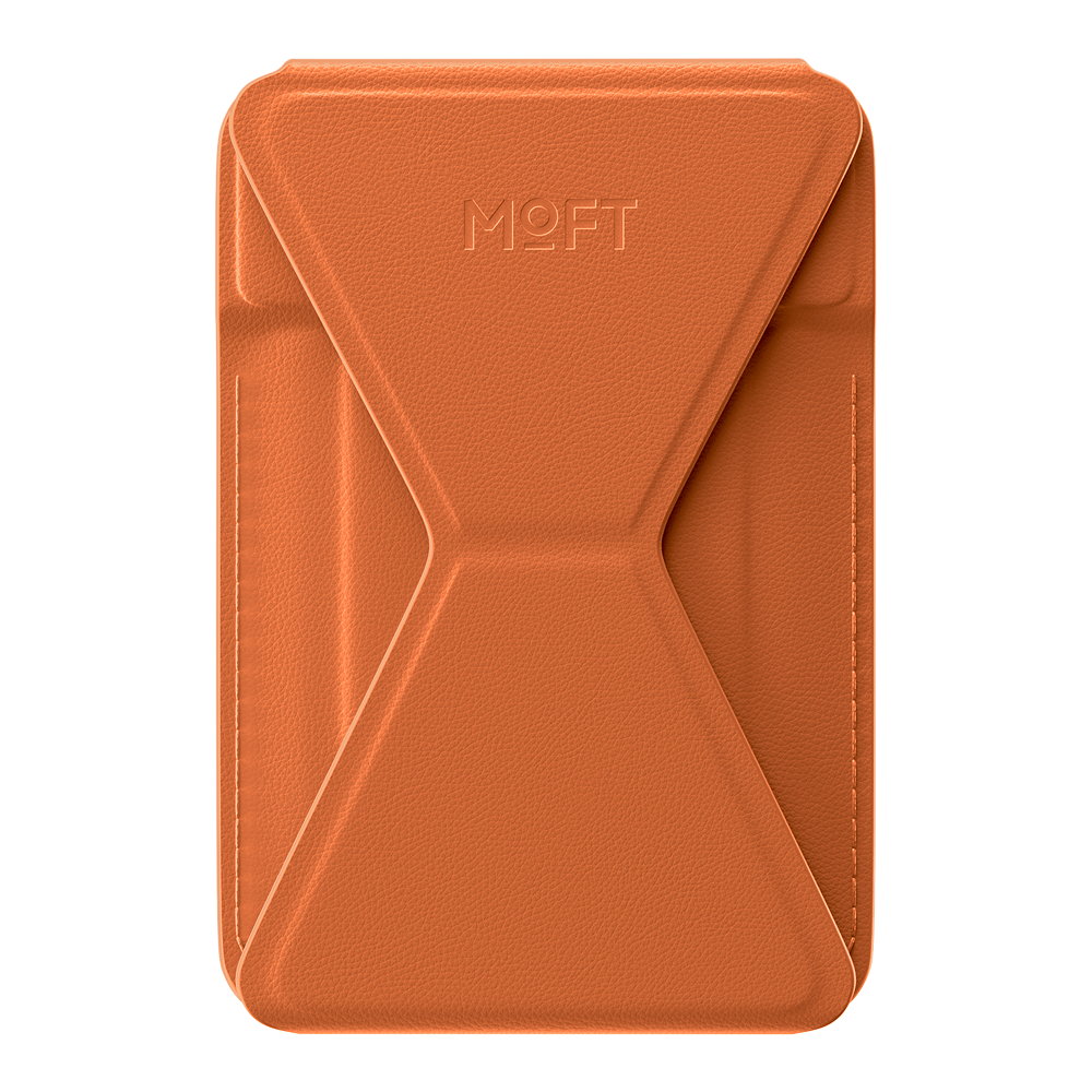 Moft Magnetic Phone Stand for iPhone 17/16/15 ProMax Card Holder Edge Version Apple 14 Desktop Wireless Charging Selfie MagSafe Hot Orange GEN4