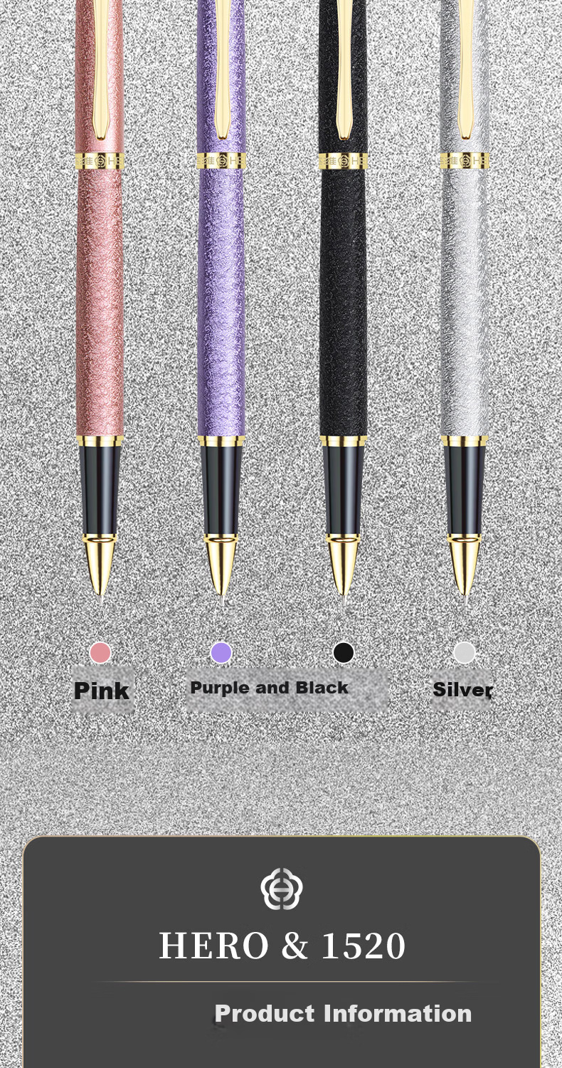 HERO Graduation Gift Luxury Fountain Pen Gift Box Set for Men and Women Adult Calligraphy Birthday Business Present 1520 Four-Piece Set Velvet Matte Black 7