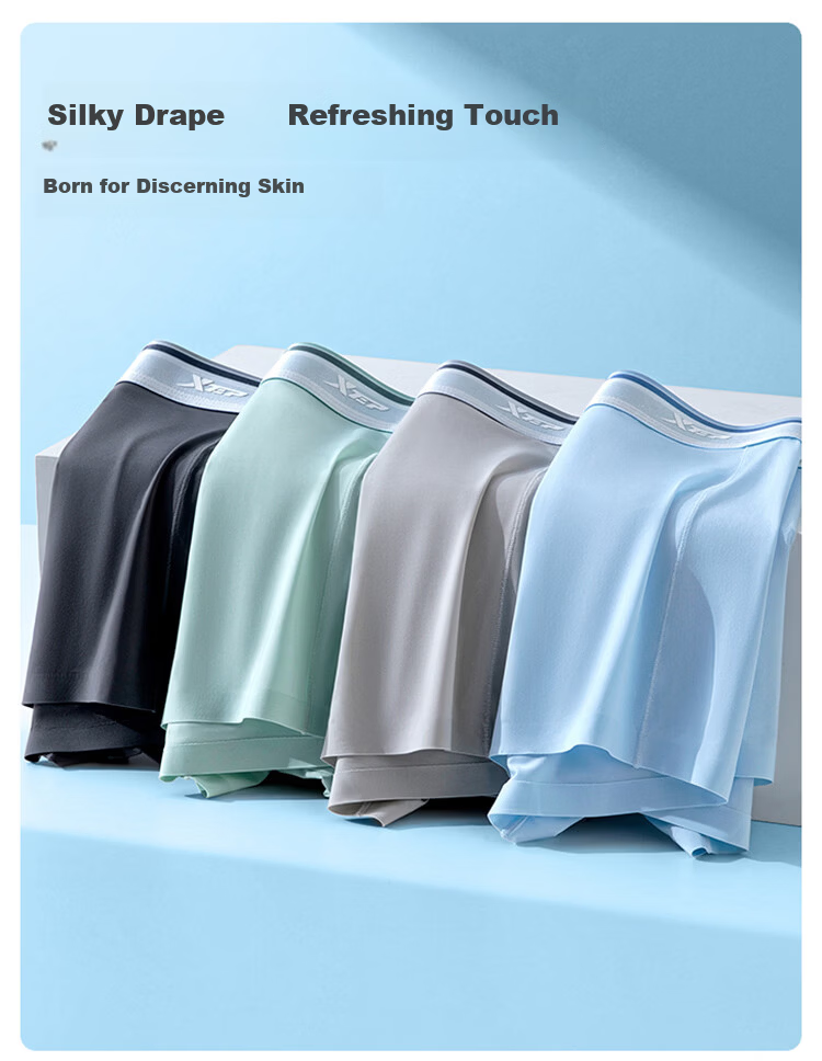 XTEP Men's Ice Silk Seamless Antibacterial Breathable Boxer Briefs Thin 3-Pack 11