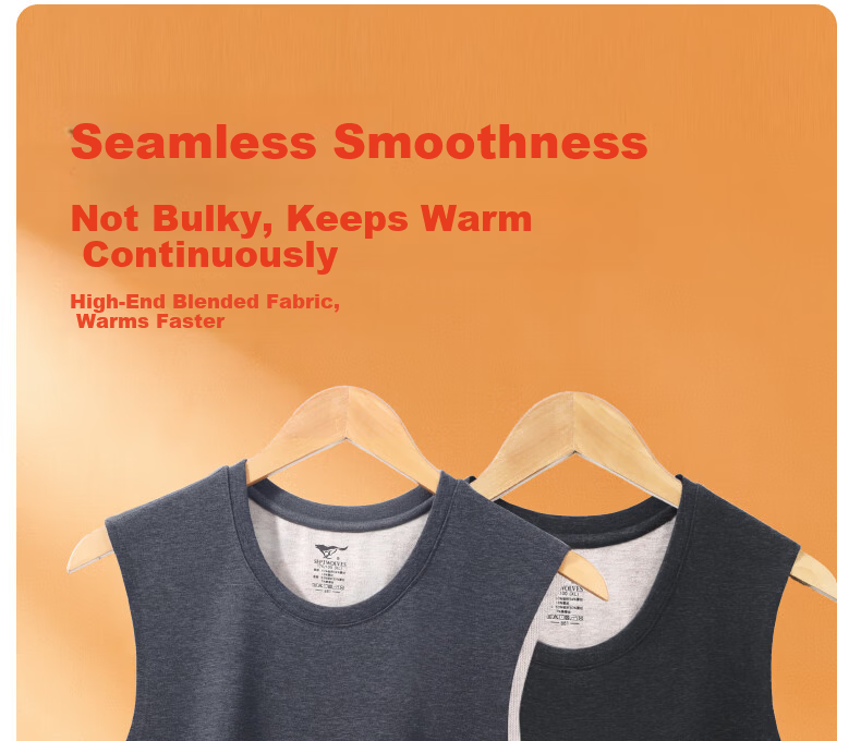 SEPTWOLVES Men's Silk Vest Double-Sided Brushed Seamless Itch-Free Warm Crew Neck Vest Storm Gray 2XL 7