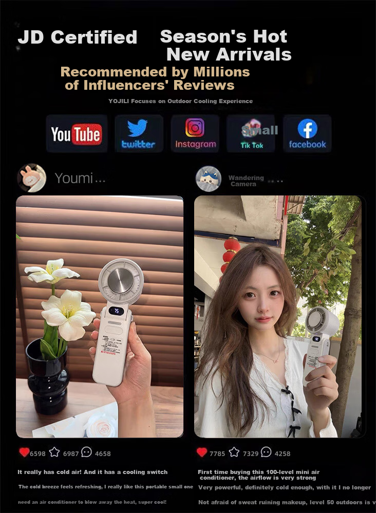 OYOCO Instant 16° Cooling Semiconductor Handheld Mini Portable Silent USB Rechargeable Outdoor Fan Long Battery Life 13