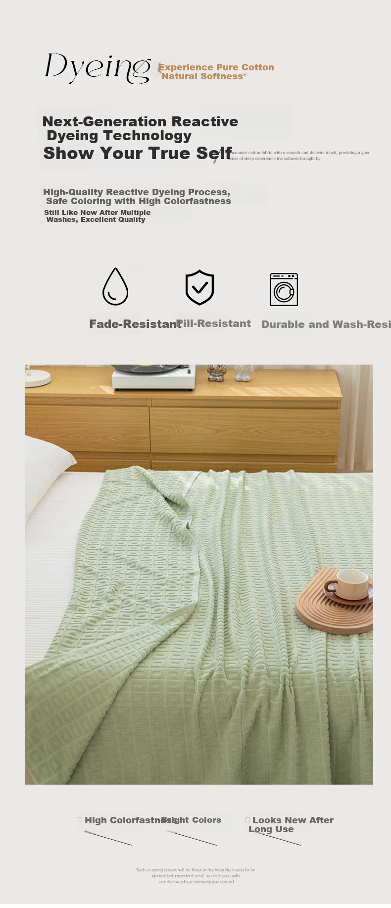 KING SHORE 100% Cotton A-Class Single Student Summer Cooling Air Conditioning Blanket Terry Towel Quilt 150*200cm Green Checkered 5