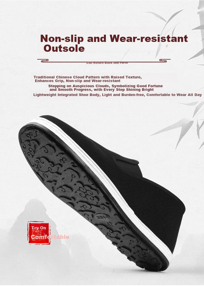 3514 Traditional Old Beijing Cloth Shoes Handmade Thousand-Layer Sole Slip-On Work Safety Shoes Comfortable Men's Shoes Xiangyun Sole Size 40 3