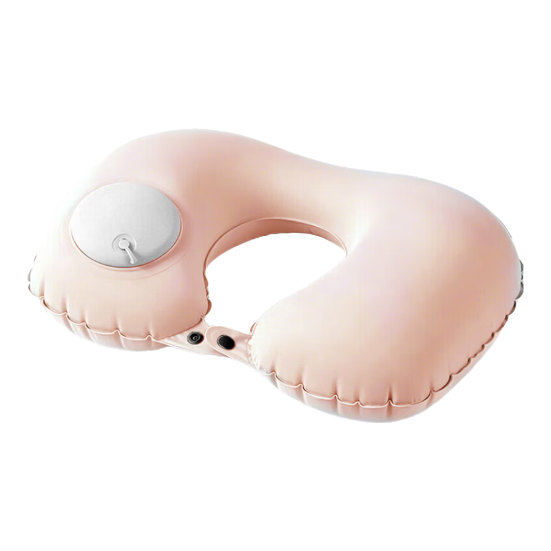 Etravel Inflatable U-Shaped Pillow Press-Type Summer Ice Silk Travel Portable Airplane High-Speed Rail Neck Pillow Pink