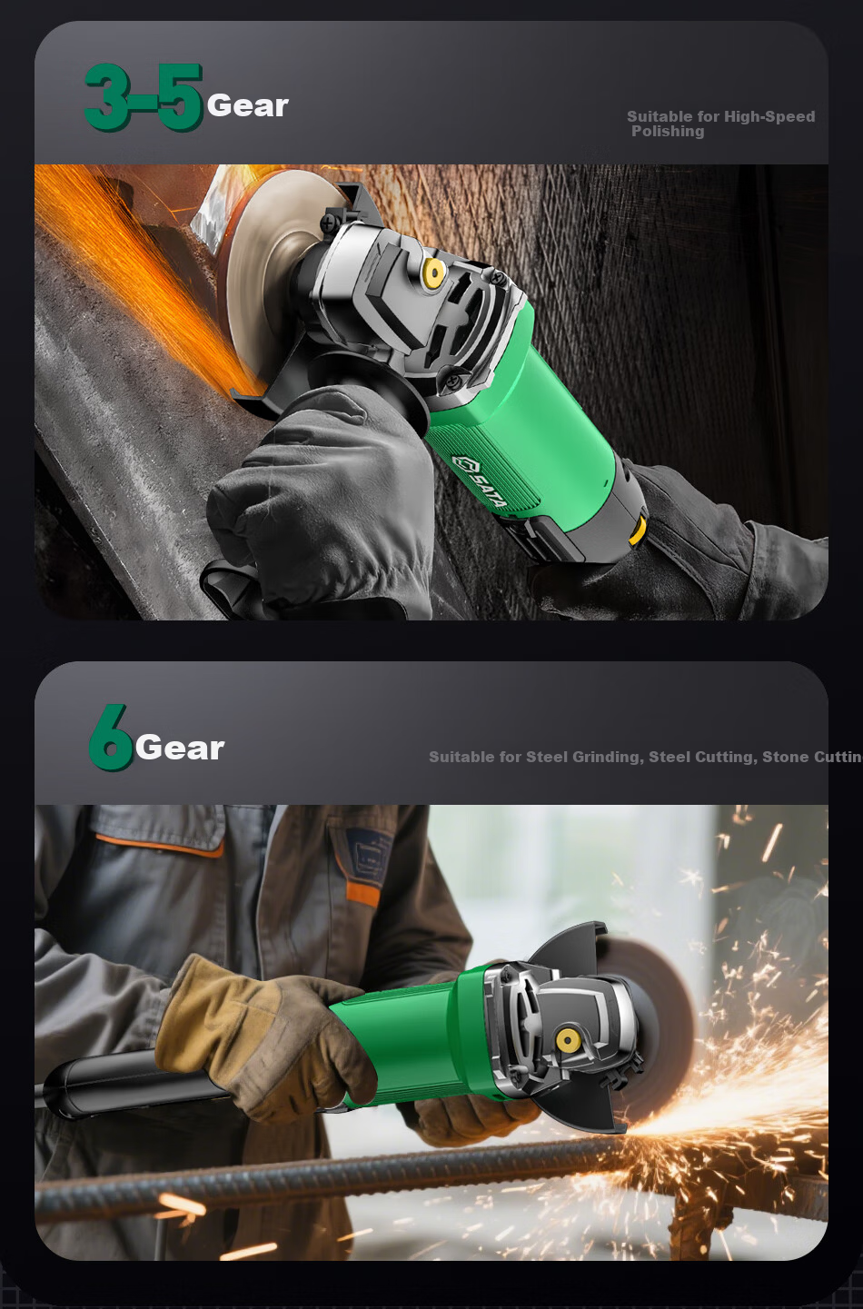 SATA Adjustable Speed Angle Grinder D05725 High Power Household Metal Cutting Polishing Grinding Machine 15