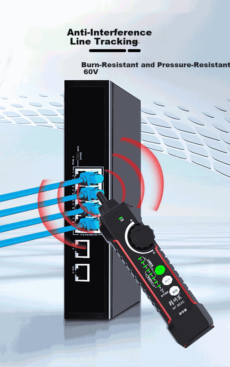 Smart Mouse NF-802MG Multifunction Cable Tracker Shielded Noise Network Cable Locator POE Live Line Tester 2