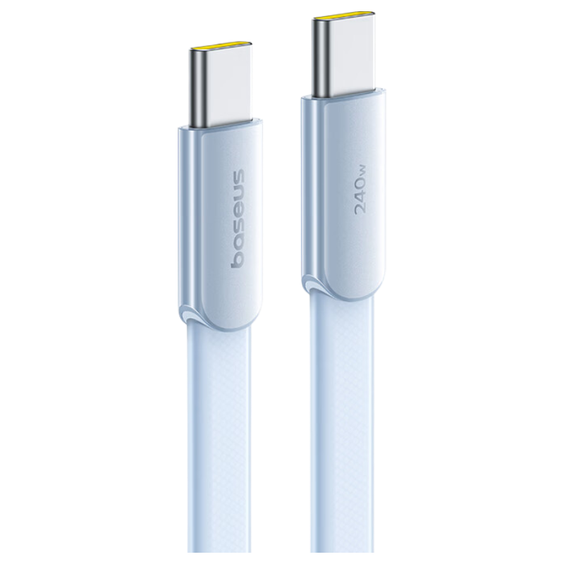 Baseus 240W Ultra-Thin Dual Type-C Fast Charging Cable for Apple iPhone 17/16/15 Pro Max, Laptop, Huawei, Xiaomi Smartphones Data Cable 1.2m Blue