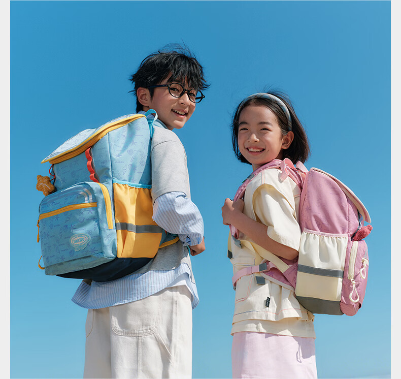 SHUKIKU Little Sailor Ergonomic Backpack for Boys and Girls, Grades 1-6, Large Capacity Lightweight School Bag, Coral Pink 16