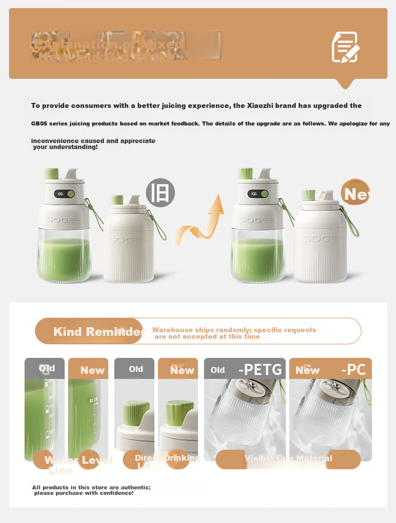 XiaoZhi New Release Portable Wireless Mini Juicer Blender Ice Crushing Juice Cup Large Capacity Fruit Vegetable Smoothie Maker GB05P 14