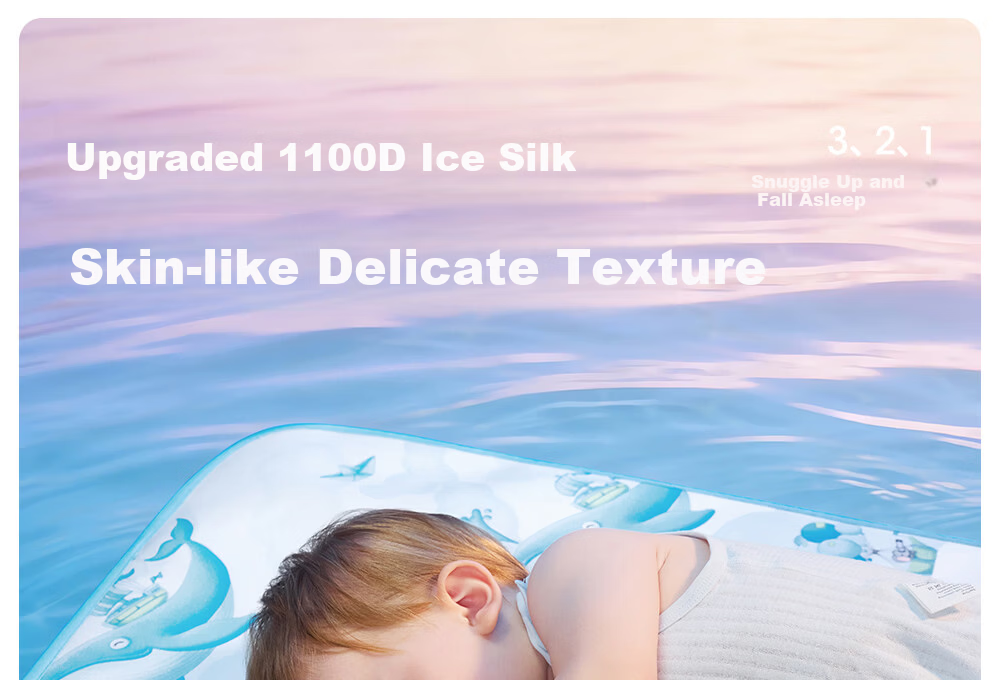 Beitais Baby Cooling Mat Breathable Ice Silk Mattress Toddler Kindergarten Nap Bed Mat Cloud Whale Fantasy 120*65cm 12