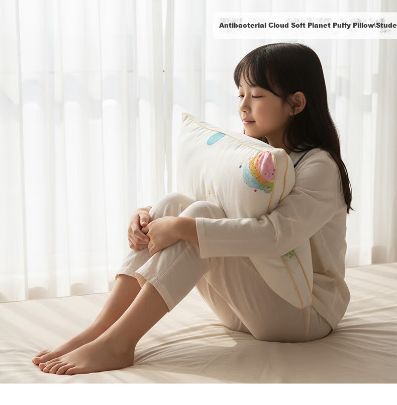 Fuanna Kids Pure Cotton Class A Antibacterial Fiber Pillow Core Student Children's Pillow 60*40cm 9