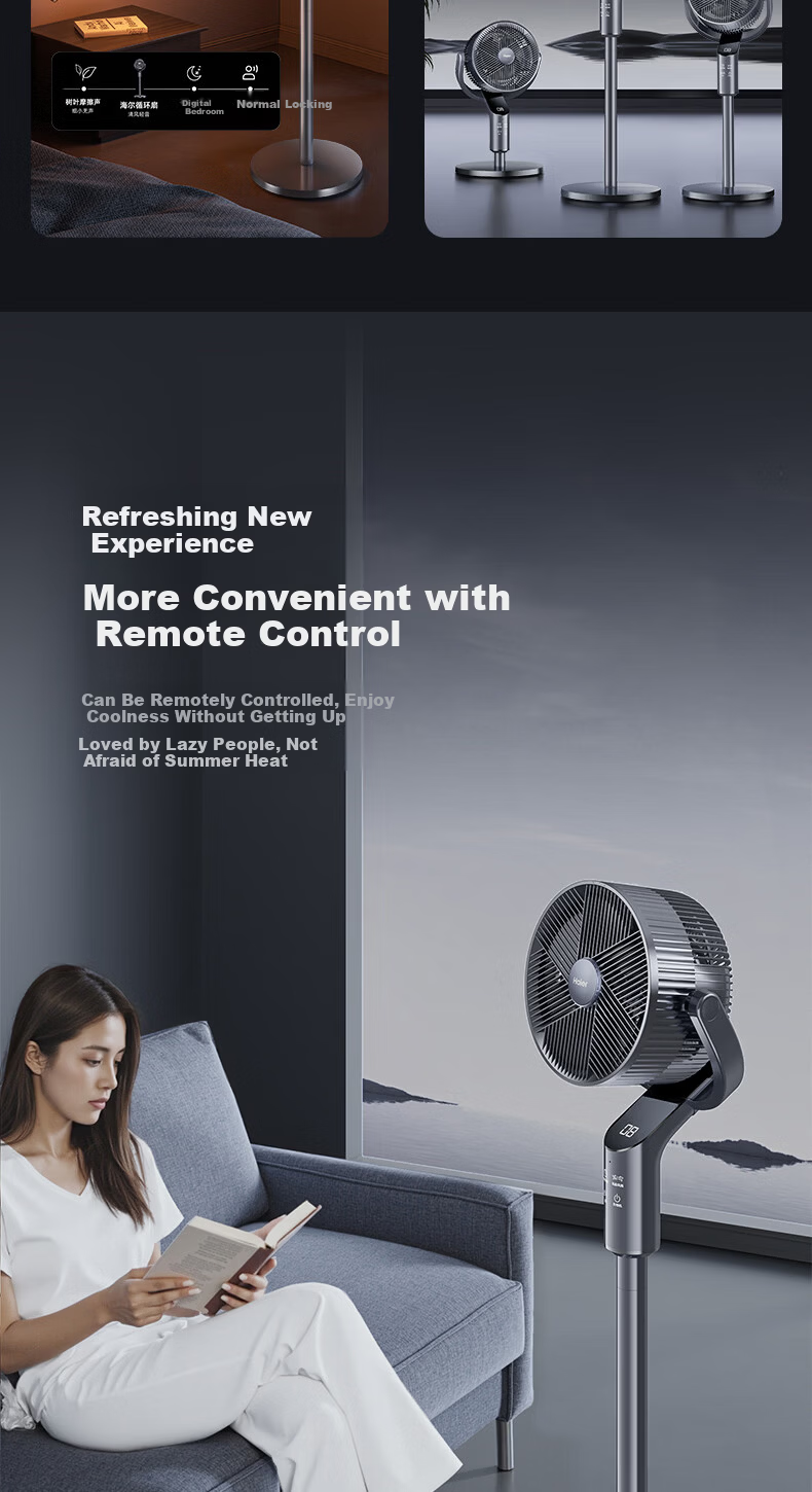 Haier Electric Fan Home Air Circulation Fan Fully Automatic Oscillating Floor Fan Quiet Aromatherapy Mosquito Repellent High Airflow Table and Desktop Small Fan HFX-Y2365AD 4