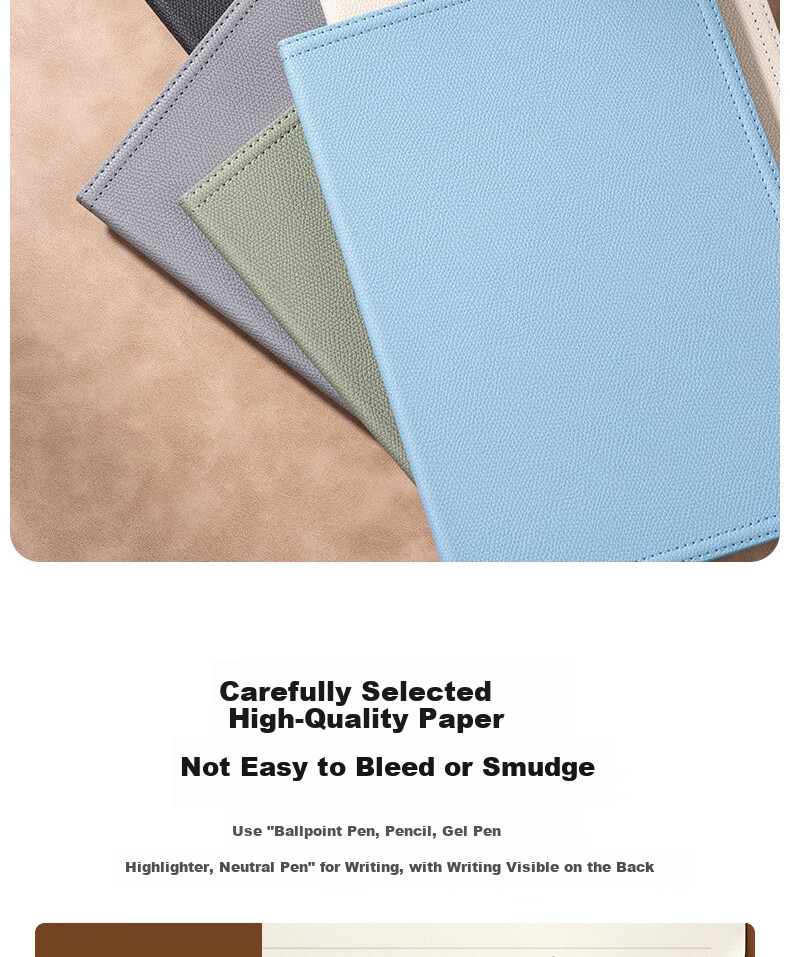 Deli Leather Cover Notebook Light Business Office Meeting Notepad 16K 80 Sheets 245*171mm BP156 Green 6