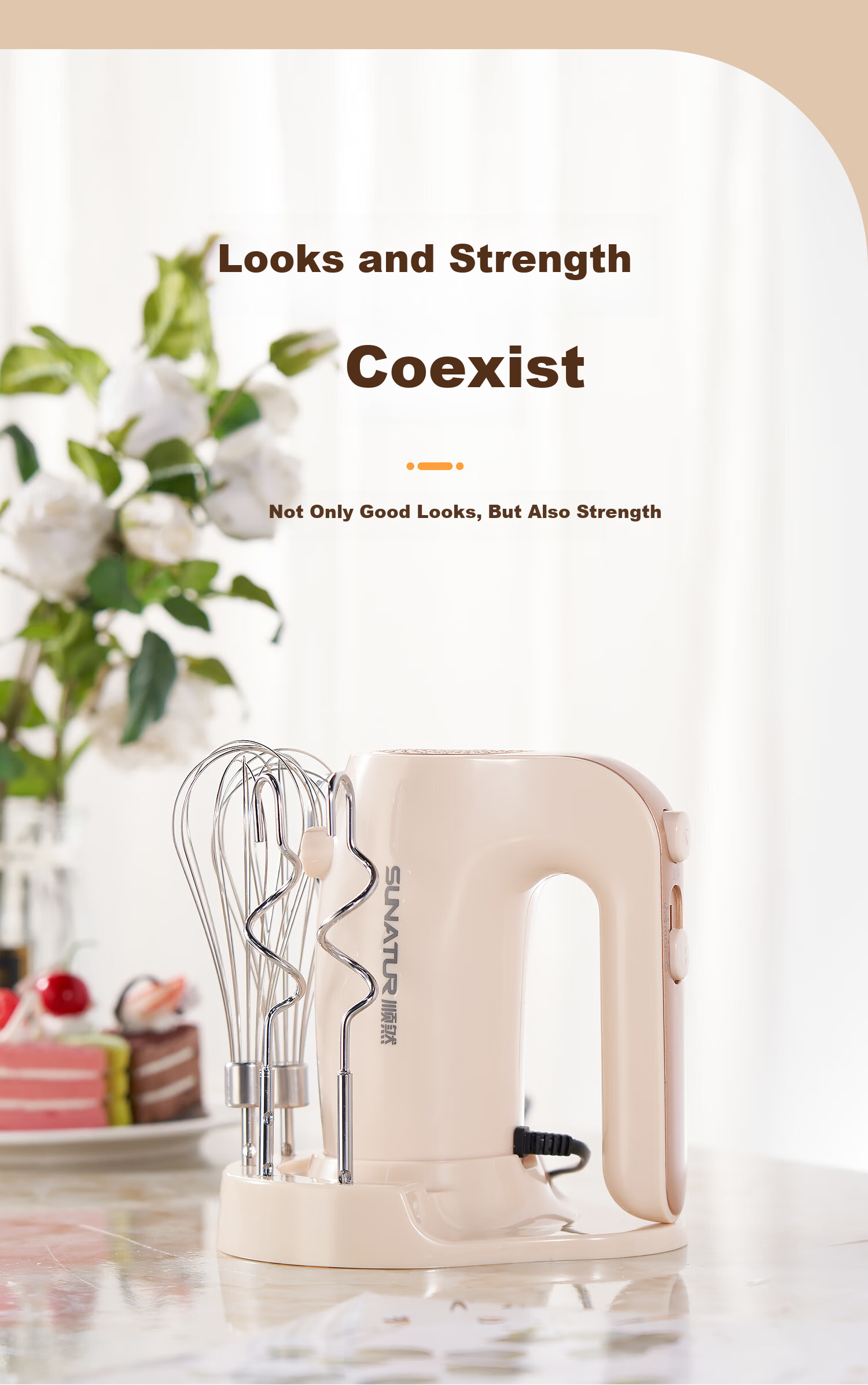 Shunran [Price Protection 618] Electric Egg Beater Baking Tool Cake Cream Whisk Mixer Food Processor 300W High Power Four-Whisk SRZ-1830B 2