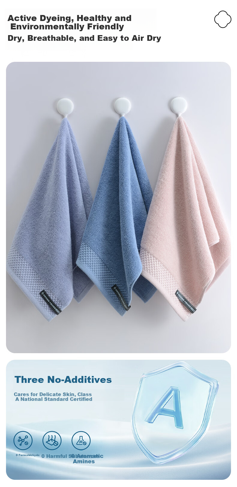 Grace 10A Antibacterial Xinjiang Long-Staple Cotton Towels 2-Pack Thick Soft Pure Cotton Face Towels Absorbent Sports Washcloths 8