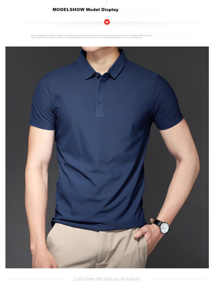 ROMON Short Sleeve Polo Shirt Men's Summer Business Casual Cool Breathable Ice Silk Top Medium Gray XL 4