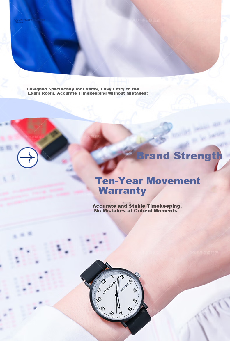 COJR Women's Watch Silent Mechanical Luminous Quartz for Middle and High School Students Exam Use 3