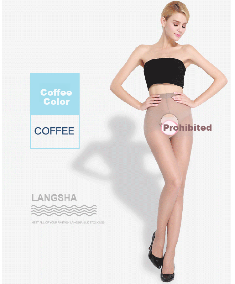 LangSha No-Drop Open Crotch Stockings Women's Sexy Black Sheer Ultra-Thin Transparent Temptation Hot Pantyhose Black Stockings 2 Pairs 10