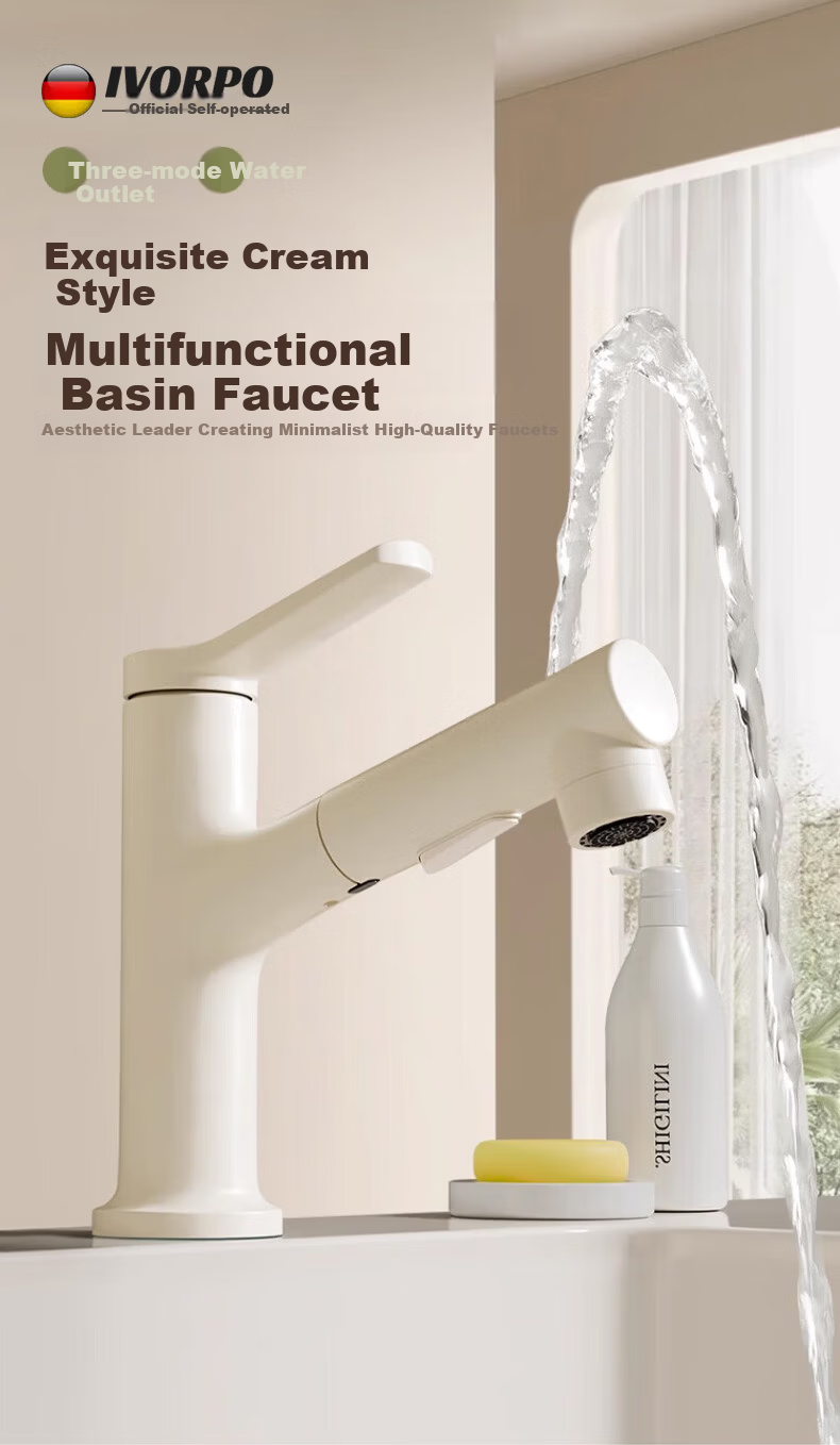 IVORPO German Basin Faucet Pull-Out Hot and Cold Bathroom Sink Tap 1