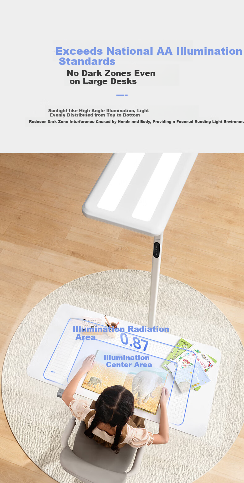OSRAM Vertical Road Lamp Eye Protection Study Student Reading Floor Lamp Full Spectrum Smart Living Room Study Lamp 12