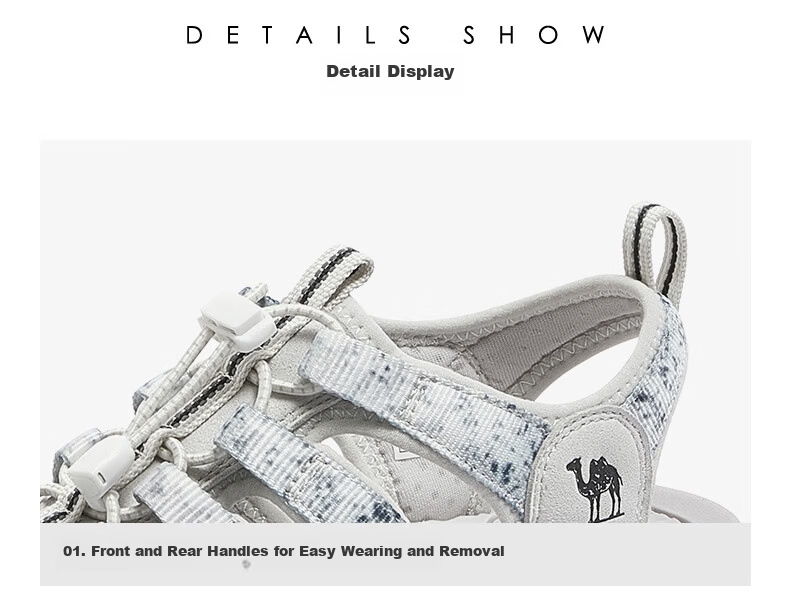 CAMEL Haibei Cute Hollow Outdoor Beach Sandals Men L16M162001 Silver Gray (Men's) Size 39 22