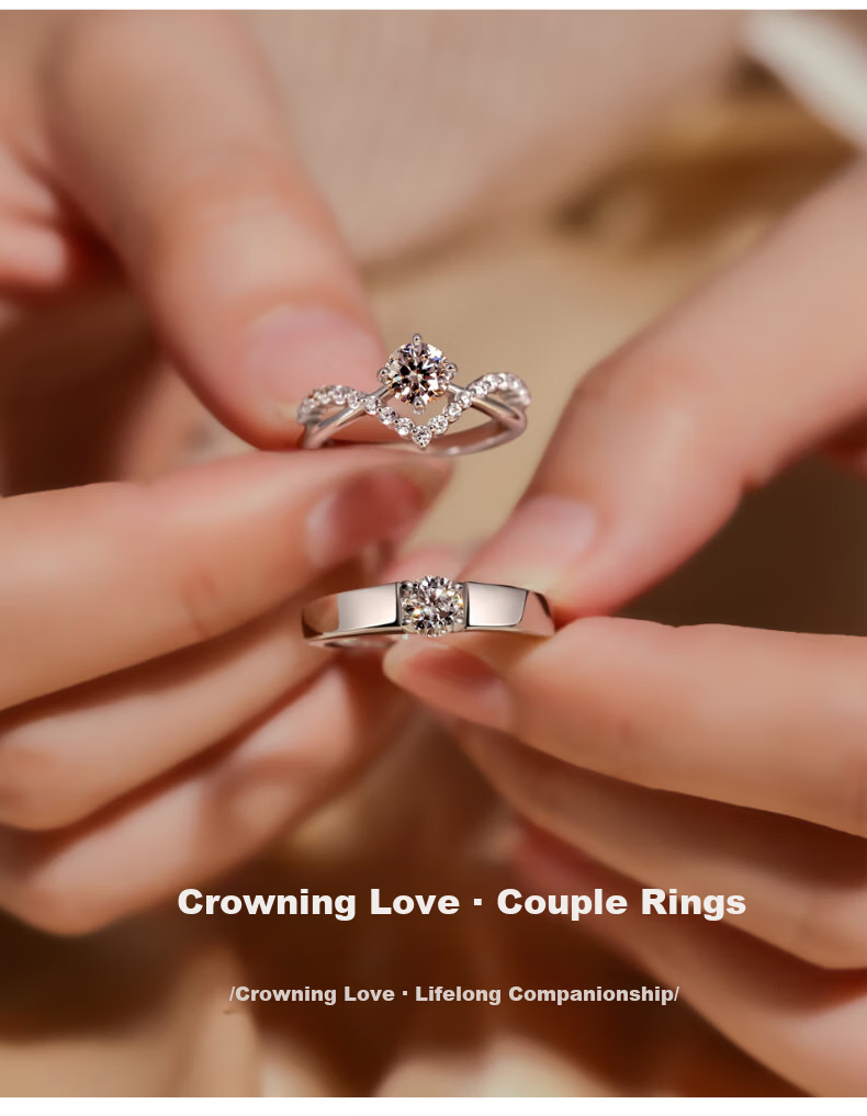 Kovni [Includes GRA Certificate] Couple Rings Moissanite Wedding Bands Anniversary Valentine's Day Gift for Girlfriend 2