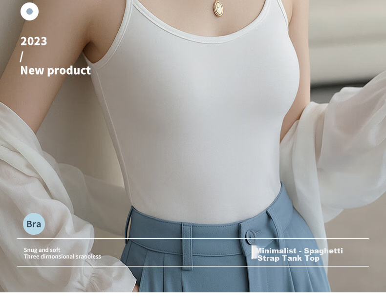 Langsha Pure Cotton Slim Fit Women's Vest, Slimming, Elegant Basic Stretchy Outerwear, Plus Size, High-End Camisole Top 2