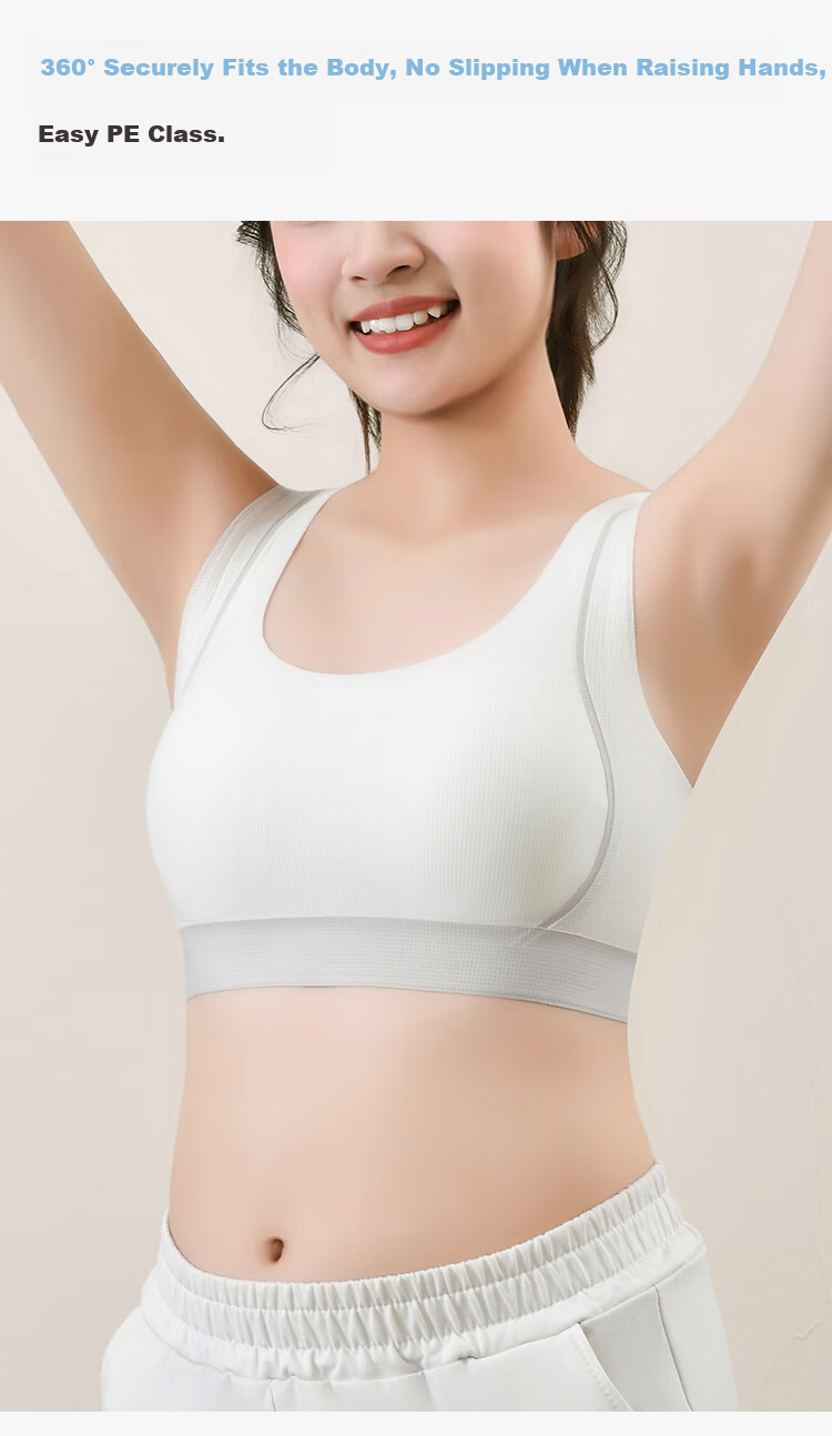 Ordifen 2-Pack Teen Girls Developmental Bras for Ages 12-16, Thin Sports Running Shockproof Youth Bras for Middle and High School Girls 6