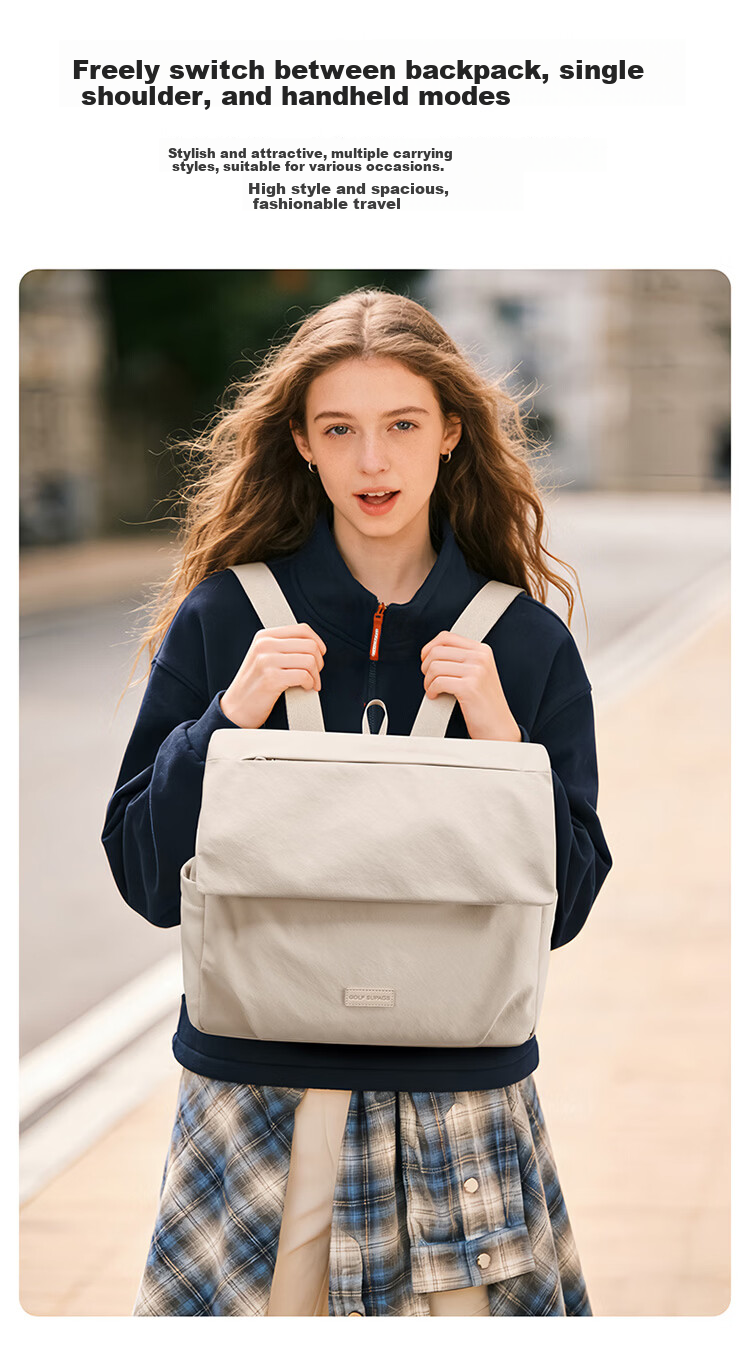 GOLF Casual Women's Backpack 14/16 Inch Laptop Bag Lightweight Shoulder Tote Travel Dual-Use School Bag 12