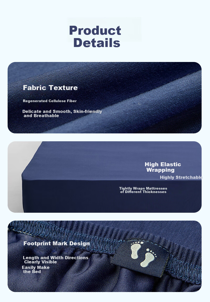 One's Member Antibacterial Seamless Breathable Island Fitted Sheet Midnight Blue 180*200cm 4