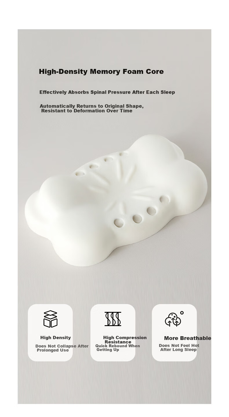 MiiOW Memory Foam Neck Support Pillow for Sleep, Side Sleeping Cervical Pillow Core, Adult Neck Protection Pillow 30*60cm 7