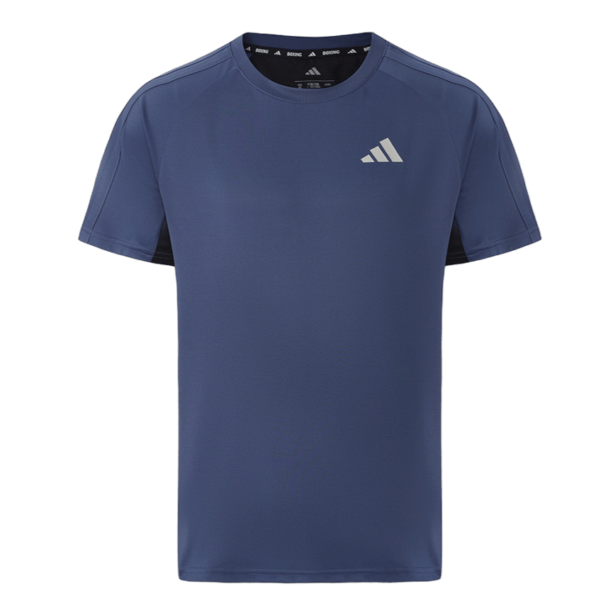 Adidas Summer Sports Short Sleeve Moisture-Wicking Lightweight Breathable Fitness Running Casual Colorblock T-Shirt 2XL Blue/Black