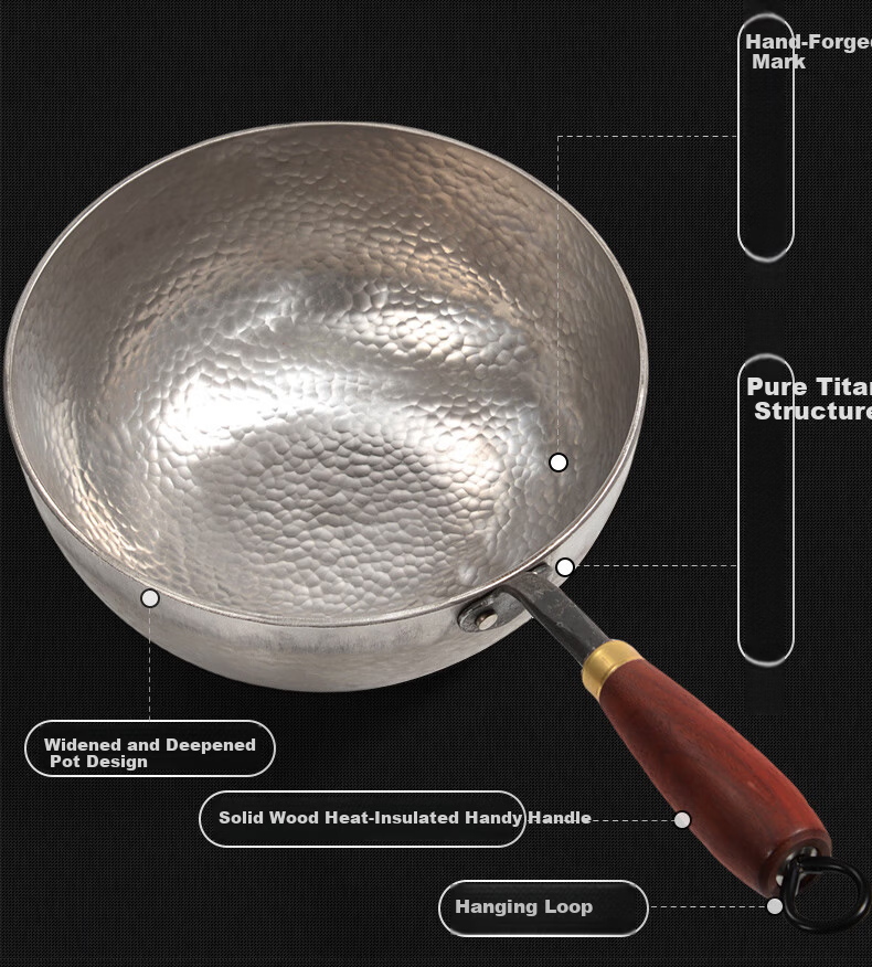 Lao Niejia 24cm Pure Titanium Milk Pot Shallow Soup Pot No Coating Instant Noodle Pot Baby Food Cooking Pot 16