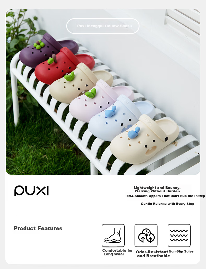 Puxi 2026 New Thick-Soled Hollow-Out Summer Casual Beach Open-Toe Sandals for Women Frost Blue Size 39-40 1