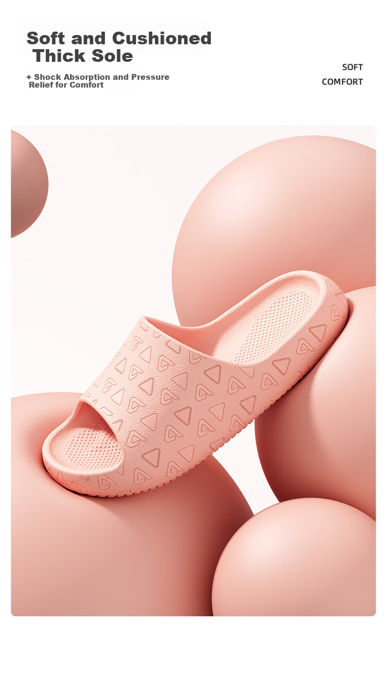 LANDF Men's Summer Home Slippers Bathroom Indoor Thick Sole Antibacterial Non-Slip Sandals Women's Pink Size 35-36 4