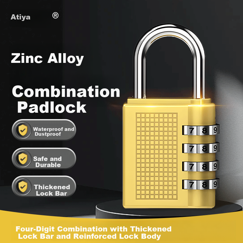Artiya Copper 4-Digit Combination Padlock for Luggage Toolbox Student Dorm Gym Locker Door Lock