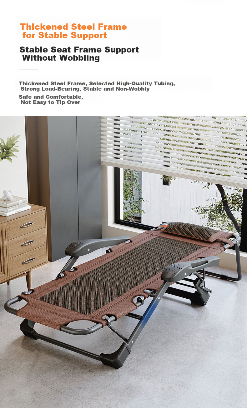 Aokai Fu Folding Bed Recliner Single Office Nap Bed Folding Chair Nap Chair Military Cot Wicker Weave 9