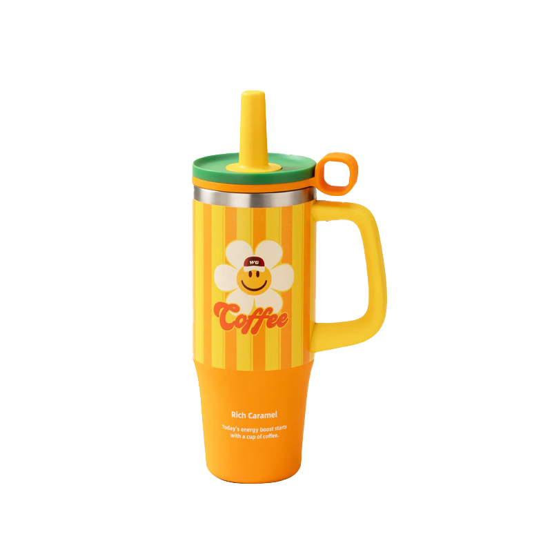 GLASSLOCK & wigglewiggle Collaboration Giant Insulated Dustproof Straw Cup Couple Thermos 950ml