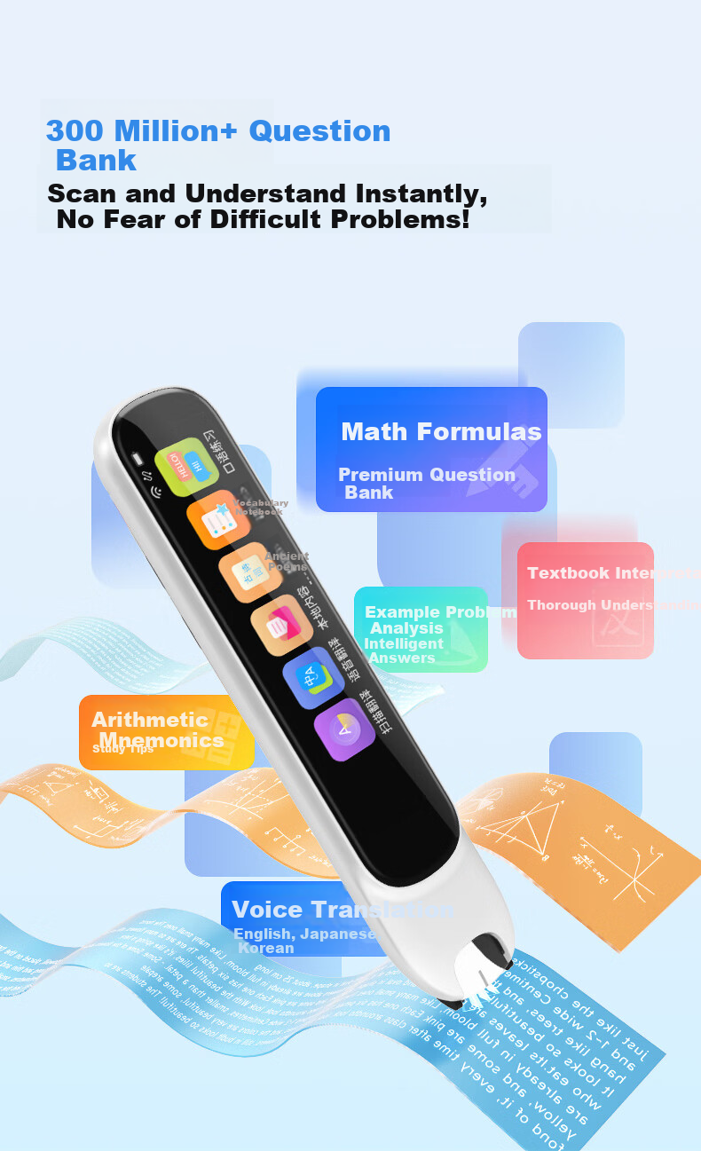 Ozing [40+ Warehouse Fast Delivery] K3 English Reading Pen Electronic Dictionary Scanning Pen Universal for All Subjects Elementary, Middle And High School Synchronized Textbooks Gift Portable Learning Device 10