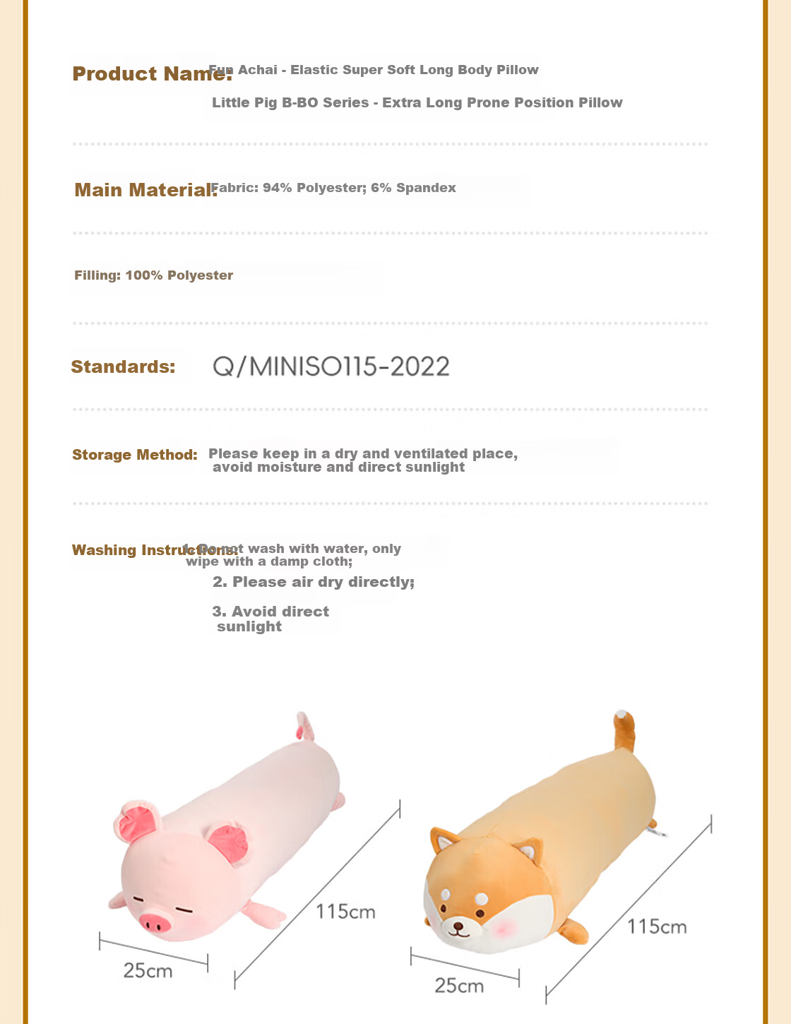 MINISO Gift Bear Series - Lying Pose Hug Pillow Bed Backrest Side Sleep Leg Hugging Doll Pillow Cushion Sofa Lumbar Pillow 10