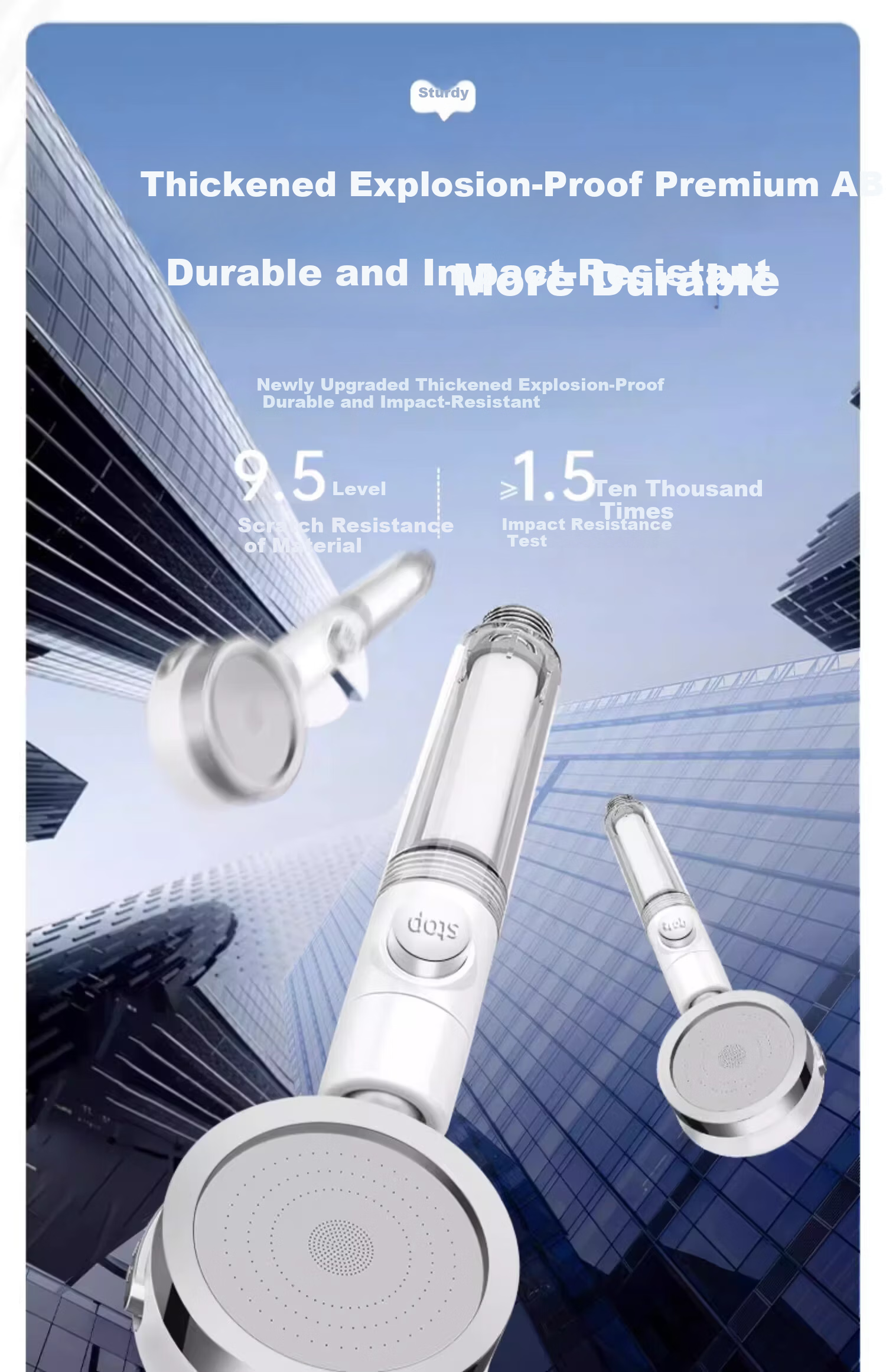 MUGE High-Pressure Filtered Shower Head with Chlorine Removal and Replaceable Filter Cartridge, Powerful Water Flow Handheld Showerhead 20
