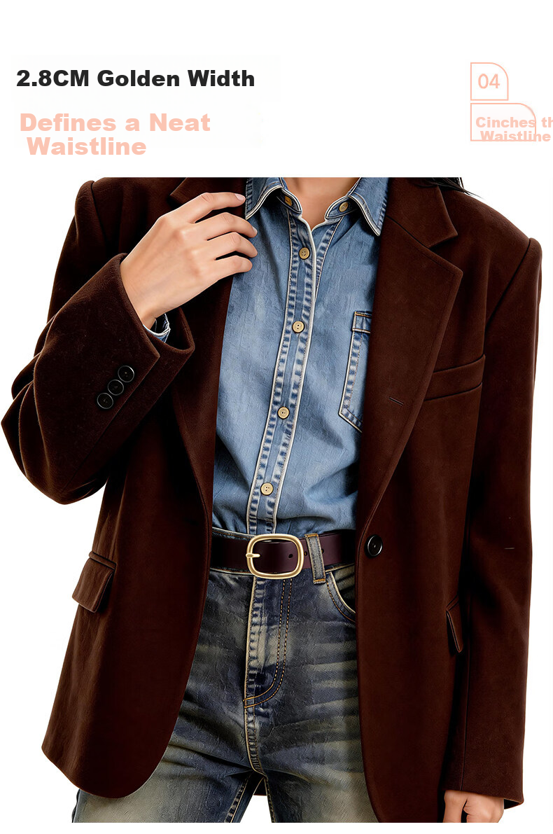 Romon Women's Genuine Leather Belt with Pin Buckle 2026 New High-End Decorative Waist Chain Simple Versatile Jeans Belt 9