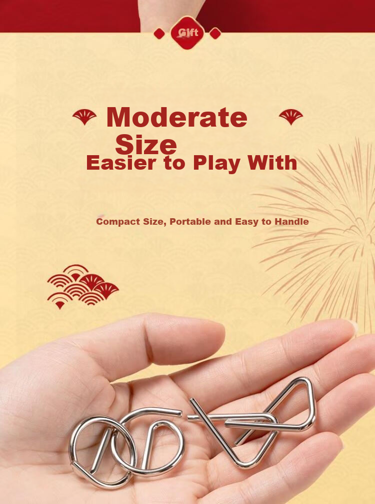 Deli Deli Nine-Link Luban Lock Puzzle Educational Toy Intelligence Unlocking 7-14 Years Old Children's Festival Birthday Gift 8-Piece Set 10