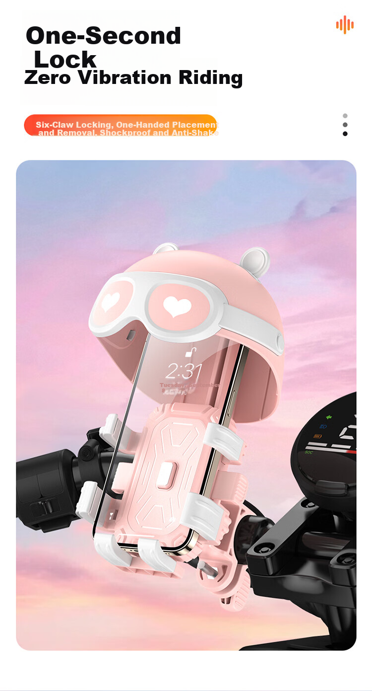 BZBC Small Helmet Style Electric Bike Phone Holder Motorcycle Delivery Rider Anti-Shake Sunshade Rainproof Navigation Mount for Delivery and Ride-Sharing Users 2