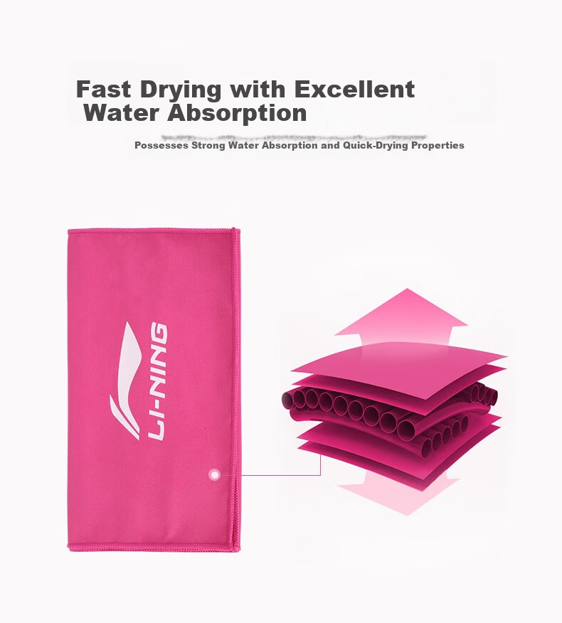 LI-NING Quick-Dry Swimming Towel for Adults and Children, Sweat-Absorbing, Water-Absorbing Beach and Spa Travel Portable Fast-Drying Towel LSXP824-2 Red 4
