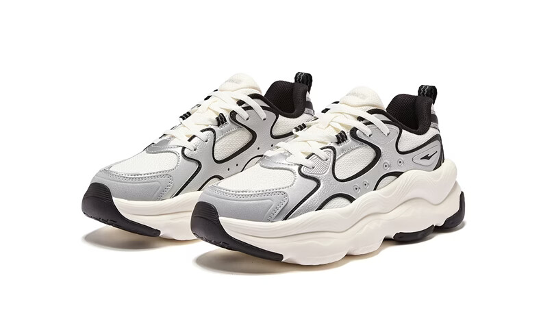 ERKE Women's Sports Shoes Leather Mesh Breathable New Retro Colorblock Street Trend Thick Sole Casual Dad Sneakers | Peach Heart 33