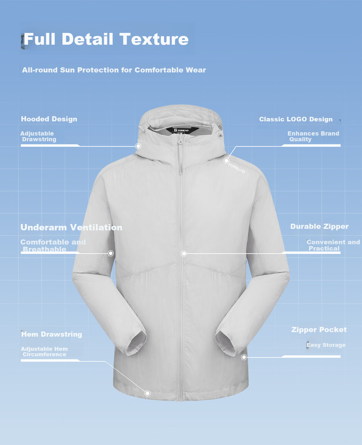 TOREAD Men's Sun Protection Jacket Spring Summer Outdoor Lightweight Breathable Water-Repellent UPF50+ Hooded Skin Jacket TAZZBM81780 6
