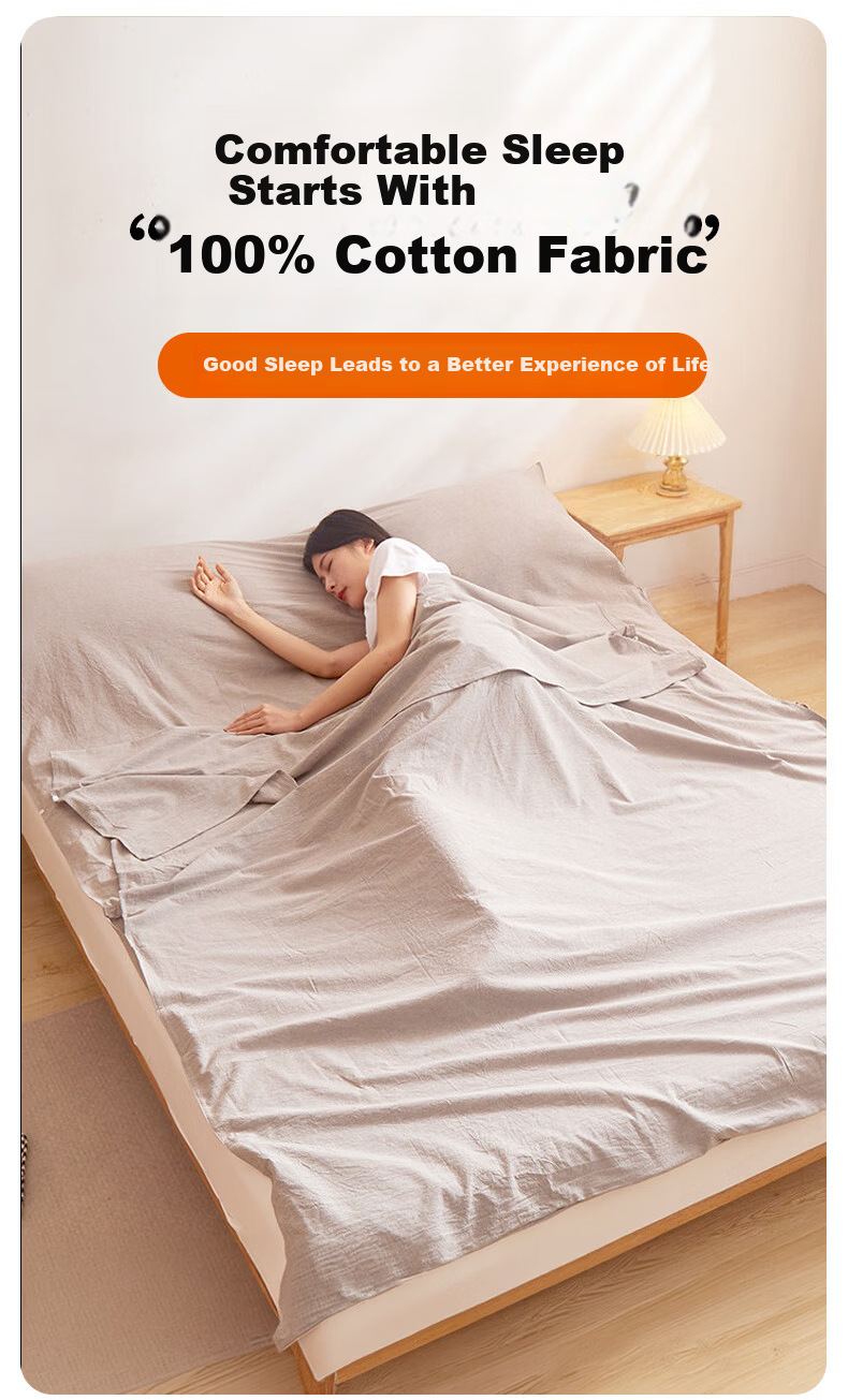 MUJI Class A Pure Cotton Hotel Anti-Dirt Sleeping Bag Full Cotton Travel Portable Bed Sheet 200*210cm 1