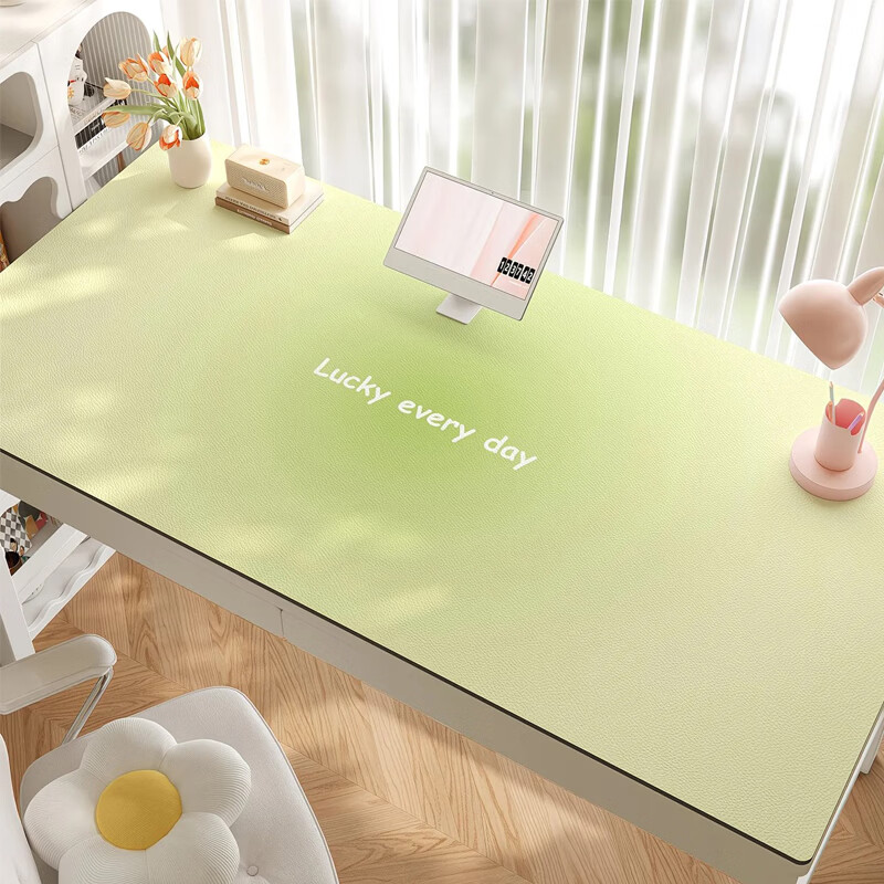 Juyingfeng Large Leather Mouse Pad Odorless Waterproof Oil-Resistant Wash-Free Dining Mat Luxury Minimalist Ins Style Custom Printed Desk Pad 900*420*2mm Milk Powder Small Flower 11