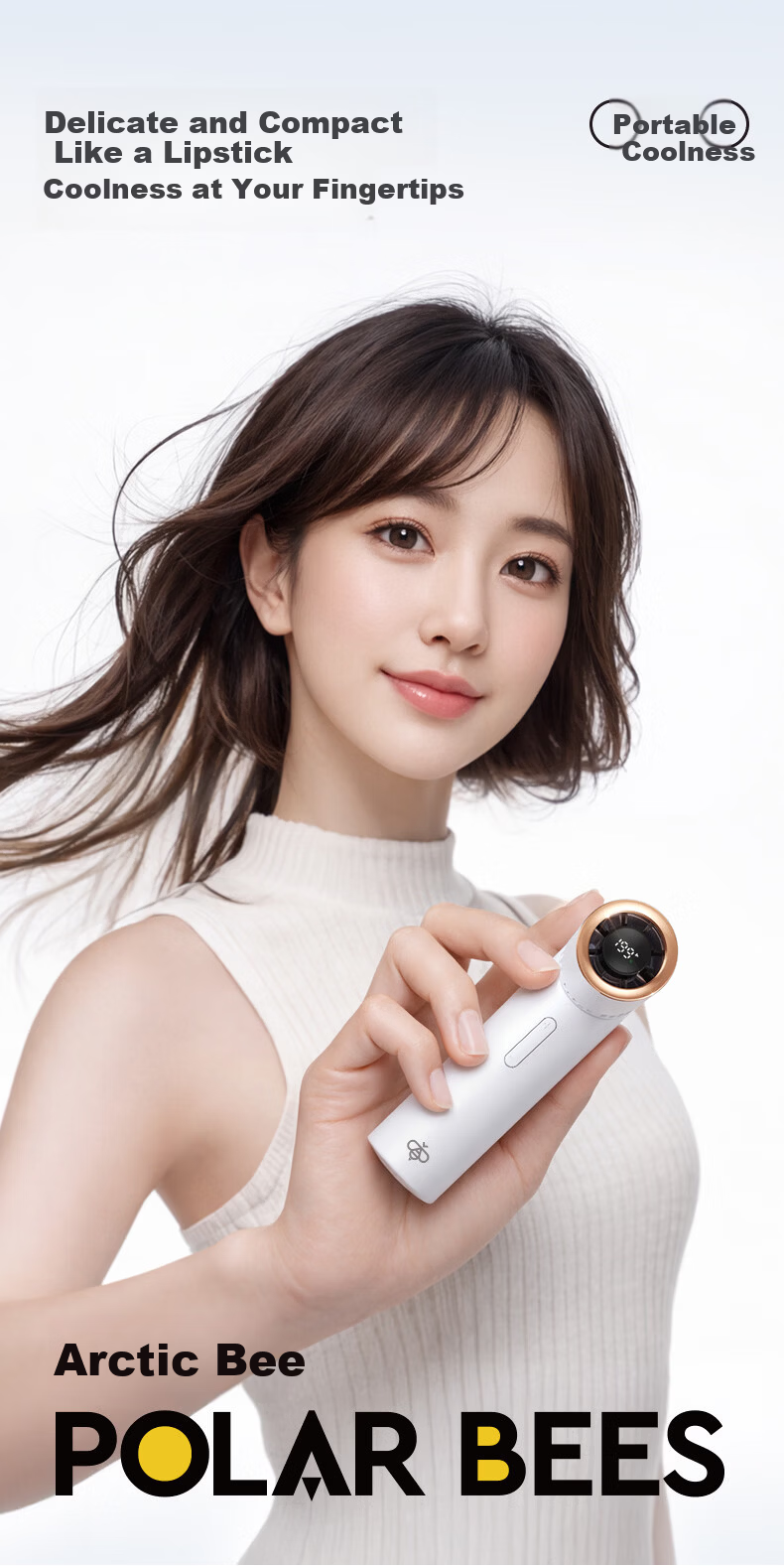 PolarBees High-Speed Handheld Mini Folding Neck Fan Long Battery Life Portable Desktop Cooling Fan Outdoor Office Student Gift for Birthday 520 5